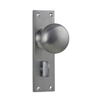 Tradco Victorian Knob on Long Backplate Privacy Satin Chrome 0915P