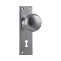 Tradco Victorian Knob on Long Backplate Lock Satin Chrome 0916