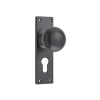 Tradco Victorian Knob on Long Backplate Euro Matt Black 0959E