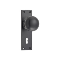 Tradco Victorian Knob on Long Backplate Lock Matt Black 0960