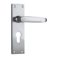 Tradco Balmoral Lever Handle on Rectangular Backplate Euro Satin Chrome 0977E