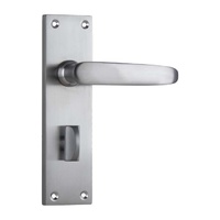 Tradco Balmoral Lever Handle on Rectangular Backplate Privacy Satin Chrome 0977P