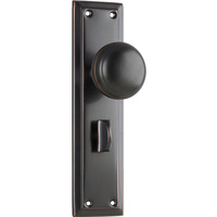 Tradco Richmond Door Knob on Long Backplate Privacy Antique Copper 0991P