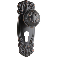 *WSL DISCONTINUED* Tradco Stepney Door Knob on Backplate Euro Antique Copper 0994E