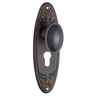 Tradco Fitzroy Door Knob on Backplate Euro Antique Copper 0996E