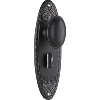 Tradco Fitzroy Door Knob on Backplate Privacy Antique Copper 0996P