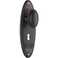 Tradco Fitzroy Door Knob on Backplate Lock Antique Copper 0997