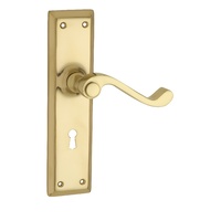 Out of Stock: ETA Mid October - Tradco Milton Lever on Long Backplate Lock Polished Brass 1005