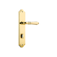 Iver Sarlat Lever Handle on Shouldered Backplate Privacy Polished Brass 10212P85