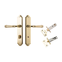 Iver Verona Lever on Shouldered Backplate Privacy Kit with Turn Polished Brass 10218KPRIV60