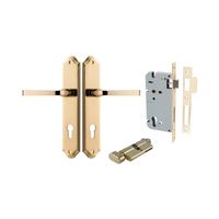 Iver Annecy Door Lever Handle on Shouldered Backplate Entrance Kit Key/Thumb Polished Brass 
