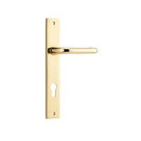 Iver Oslo Lever on Rectangular Backplate Euro 85mm Polished Brass 10344E85