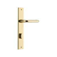 Iver Oslo Lever on Rectangular Backplate Privacy 85mm Polished Brass 10344P85