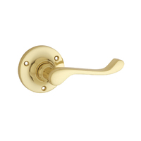 Tradco Victorian Door Lever Handle on Round Rose Polished Brass 1039