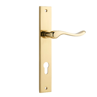 Out of Stock: ETA Early July - Iver Stirling Door Lever on Rectangular Backplate Euro Polished Brass 10420E85