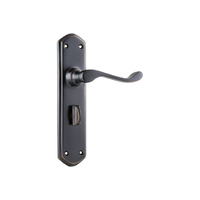 Tradco Windsor Lever Handle on Shouldered Backplate Privacy Antique Copper 1047P