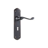 Tradco Windsor Lever Handle on Shouldered Backplate Lock Antique Copper 1048