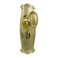 Tradco Bungalow Door Knob on Backplate Privacy Polished Brass 1050P