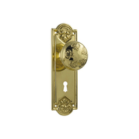 Tradco Nouveau Door Knob on Backplate Lock Polished Brass 1054