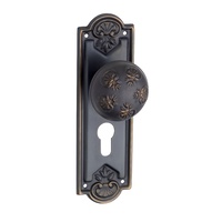 Tradco Nouveau Door Knob on Backplate Euro Antique Copper 1063E