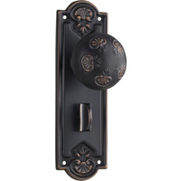 Tradco Nouveau Door Knob on Backplate Privacy Antique Copper 1063P