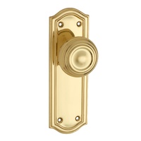 Tradco Kensington Door Knob on Backplate Passage Polished Brass 1072