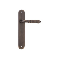 Iver Sarlat Door Lever Handle on Oval Backplate Passage Signature Brass 10724