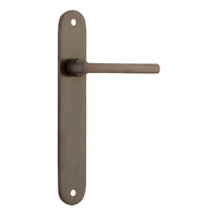 Iver Baltimore Door Lever Handle on Oval Backplate Passage Signature Brass 10726