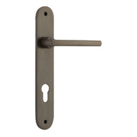 Iver Baltimore Door Lever Handle on Oval Backplate Euro Signature Brass 10726E85