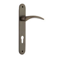 Iver Oxford Door Lever Handle on Oval Backplate Euro Signature Brass 10728E85