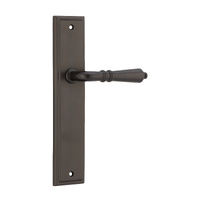 Iver Sarlat Door Lever Handle on Stepped Backplate Passage Signature Brass 10736