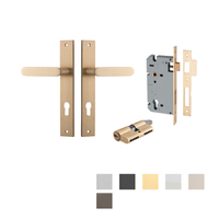Iver Bronte Door Lever Handle on Rectangular Backplate Entrance Kit Key/Key - Available in Various Finishes