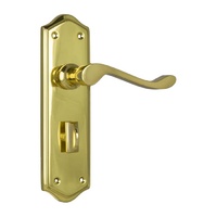 Tradco Henley Lever on Shouldered Backplate Privacy Polished Brass 1074P