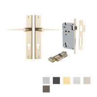 Iver Como Door Lever Handle on Rectangular Backplate Entrance Kit Key/Thumb - Available in Various Finishes