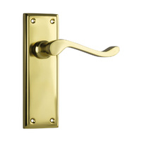 Tradco Camden Door Lever Handle on Rectangular Backplate Passage Polished Brass 1076