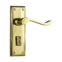 Tradco Camden Door Lever Handle on Rectangular Backplate Privacy Polished Brass 1076P