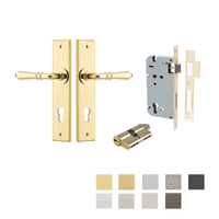 Iver Sarlat Door Lever Handle on Chamfered Backplate Entrance Kit Key/Key - Available in Various Finishes