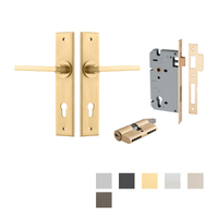 Iver Baltimore Door Lever Handle on Chamfered Backplate Entrance Kit Key/Key - Available in Various Finishes