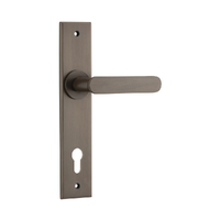 Iver Bronte Door Lever Handle on Chamfered Backplate Euro Signature Brass 10784E85
