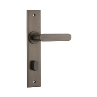Iver Bronte Door Lever Handle on Chamfered Backplate Privacy Signature Brass 10784P85