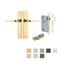Iver Annecy Door Lever Handle on Chamfered Backplate Entrance Kit Key/Thumb - Available in Various Finishes