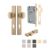 Iver Paddington Door Knob on Rectangular Backplate Entrance Kit Key/Thumb - Available in Various Finishes