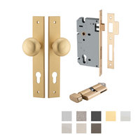 Iver Cambridge Door Knob on Rectangular Backplate Entrance Kit Key/Thumb - Available in Various Finishes