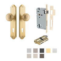 Iver Paddington Door Knob on Shouldered Backplate Entrance Kit Key/Key - Available in Various Finishes