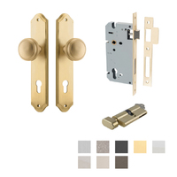 Iver Paddington Door Knob on Shouldered Backplate Entrance Kit Key/Thumb - Available in Various Finishes