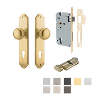 Iver Cambridge Door Knob on Shouldered Backplate Entrance Kit Key/Thumb - Available in Various Finishes