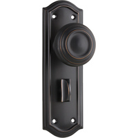 Restocking Soon: ETA End May - Tradco Kensington Door Knob on Backplate Privacy Antique Copper 1082P