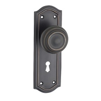 Tradco Kensington Door Knob on Backplate Lock Antique Copper 1083