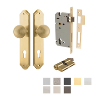 Iver Guildford Door Knob on Shouldered Backplate Entrance Kit Key/Key - Available in Various Finishes