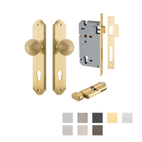 Iver Guildford Door Knob on Shouldered Backplate Entrance Kit Key/Thumb - Available in Various Finishes